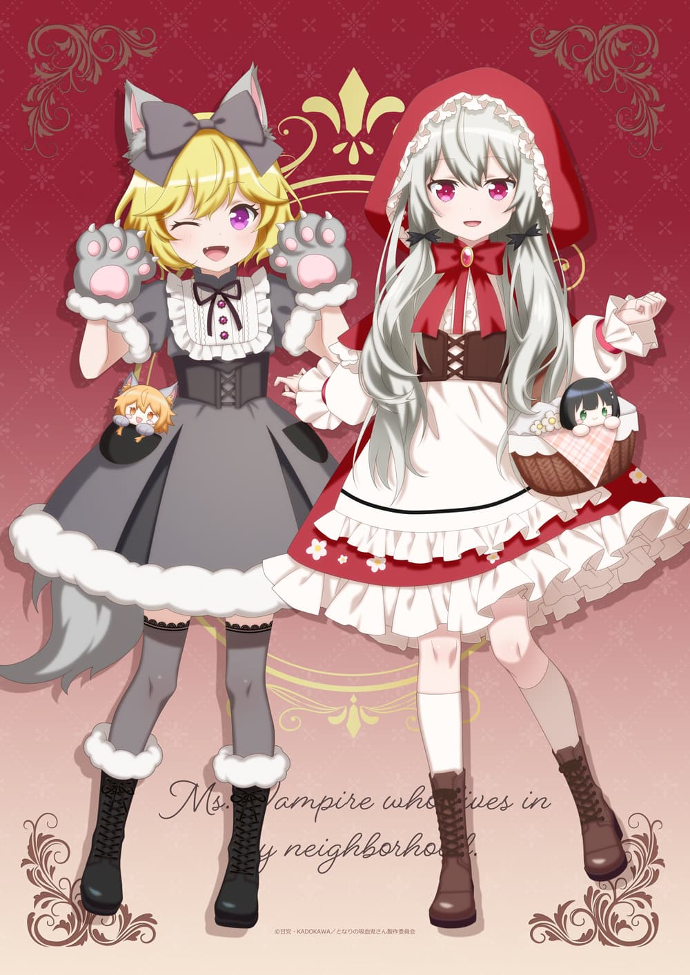 となりの吸血鬼さん 【描き下ろし】布ポスター ソフィー＆エリー（赤