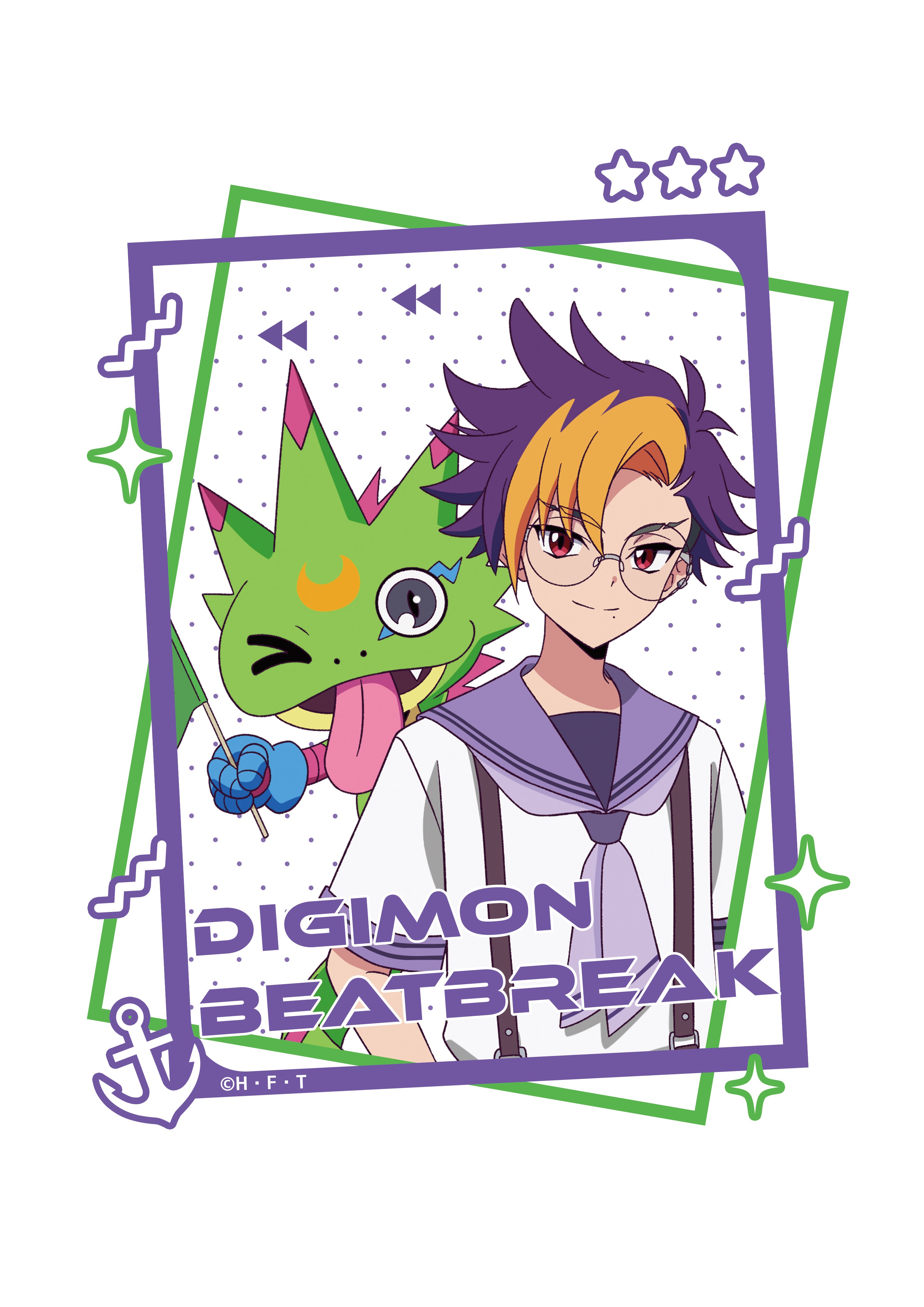 DIGIMON BEATBREAK】Tシャツ トモロウ&ゲッコーモン(マリンルックver)
