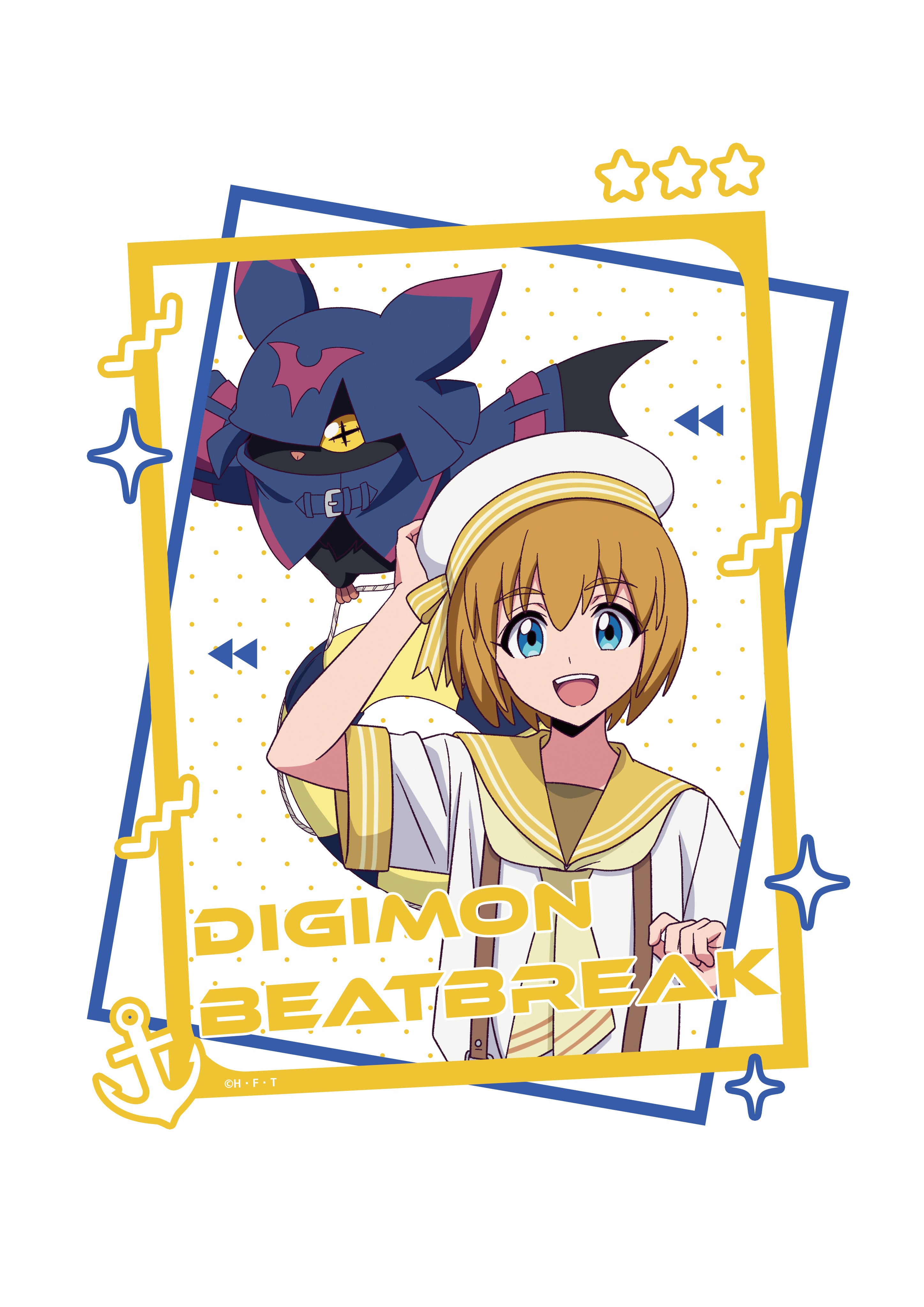 【DIGIMON BEATBREAK】Tシャツ マコト&キロプモン(マリンルックver)