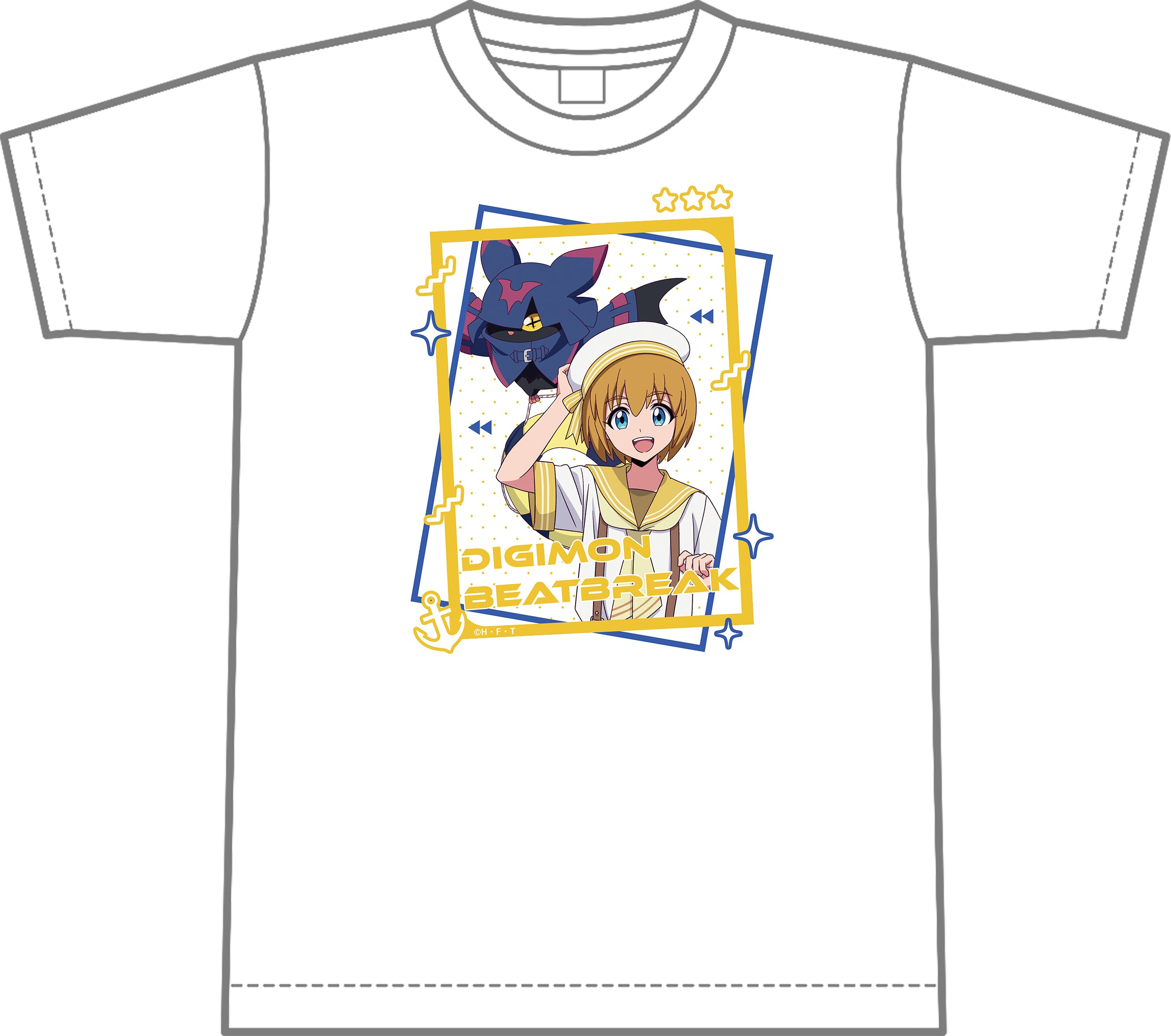 【DIGIMON BEATBREAK】Tシャツ マコト&キロプモン(マリンルックver)