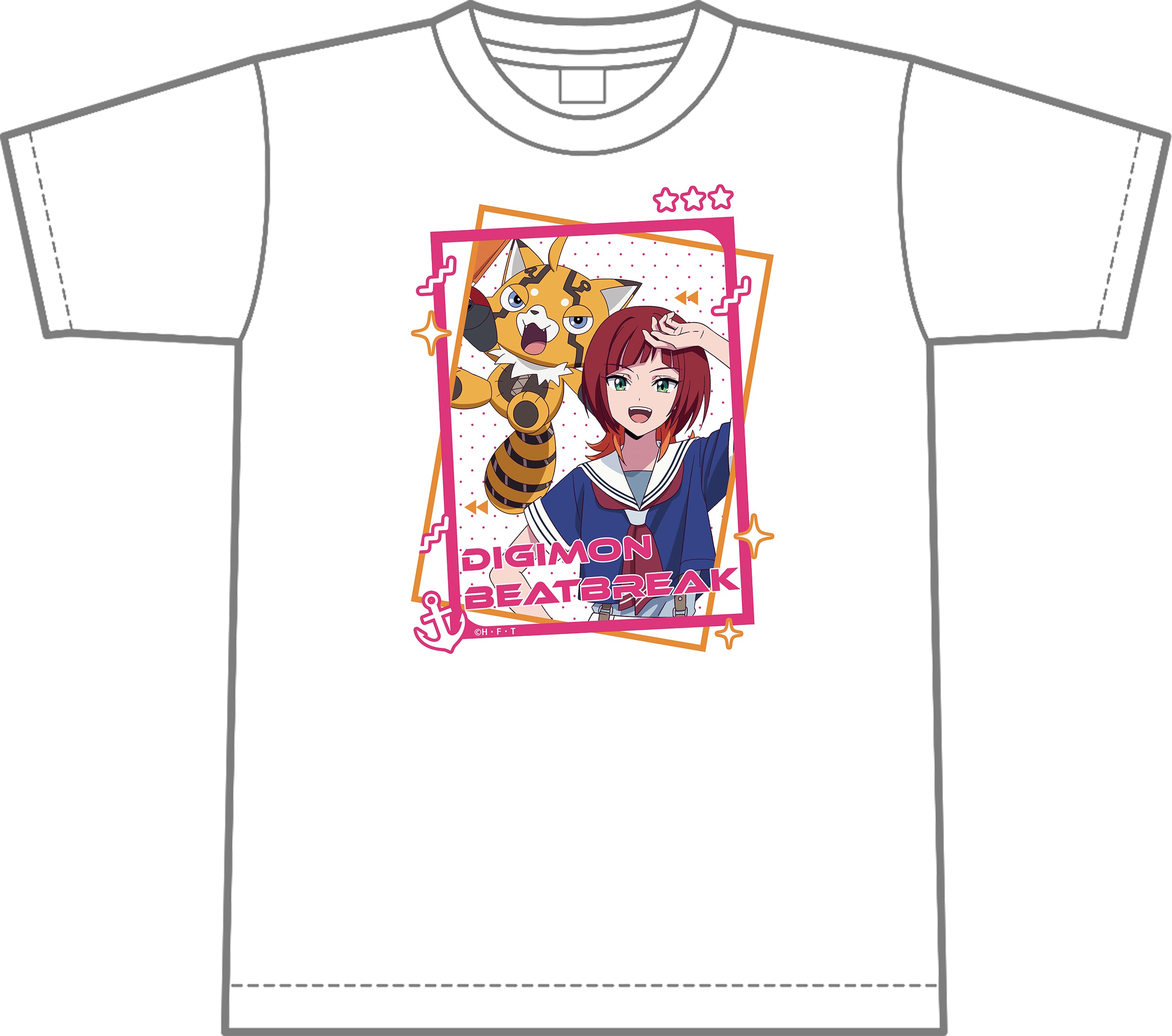 【DIGIMON BEATBREAK】Tシャツ レーナ&プリスティモン(マリンルックver)