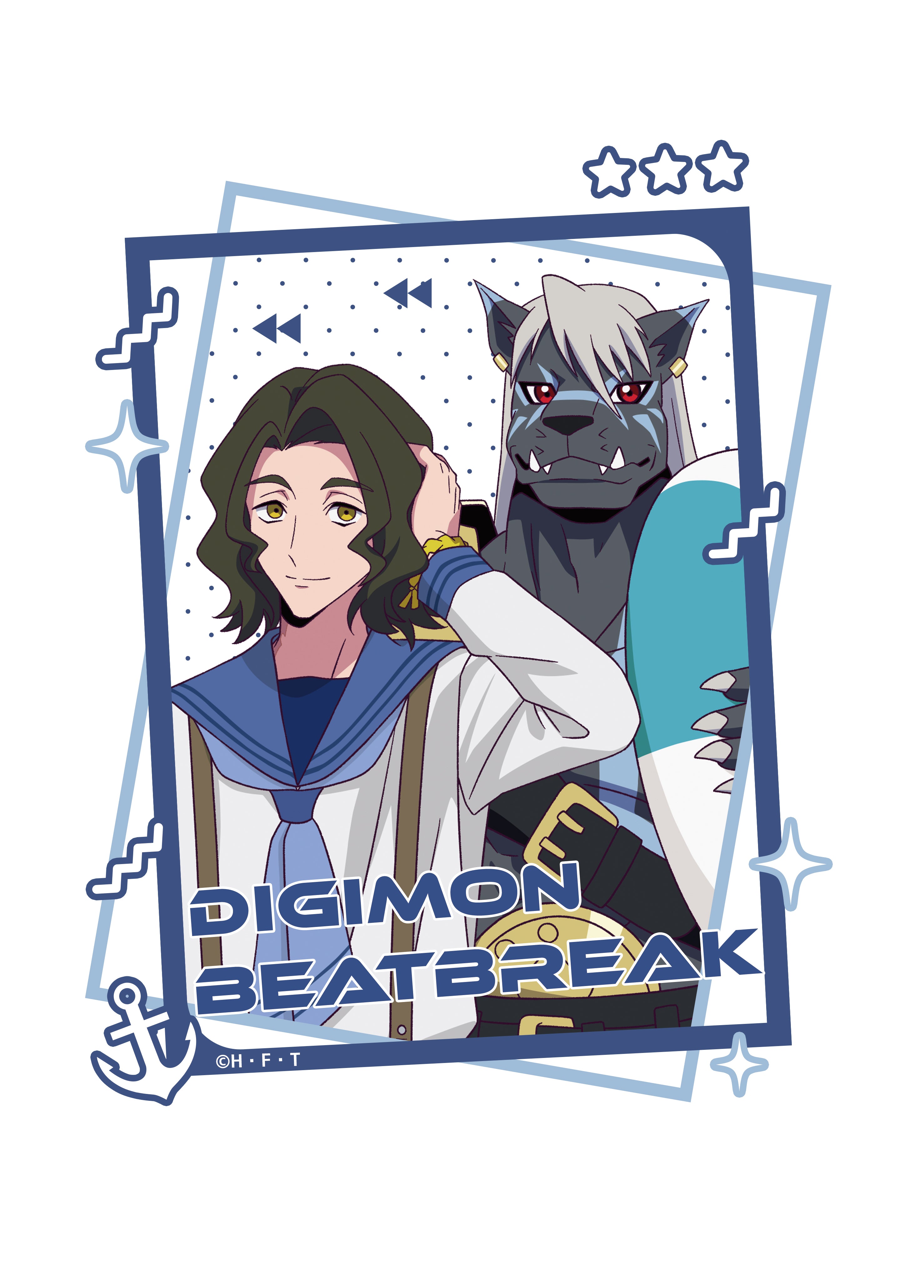 【DIGIMON BEATBREAK】Tシャツ キョウ&ムラサメモン(マリンルックver)