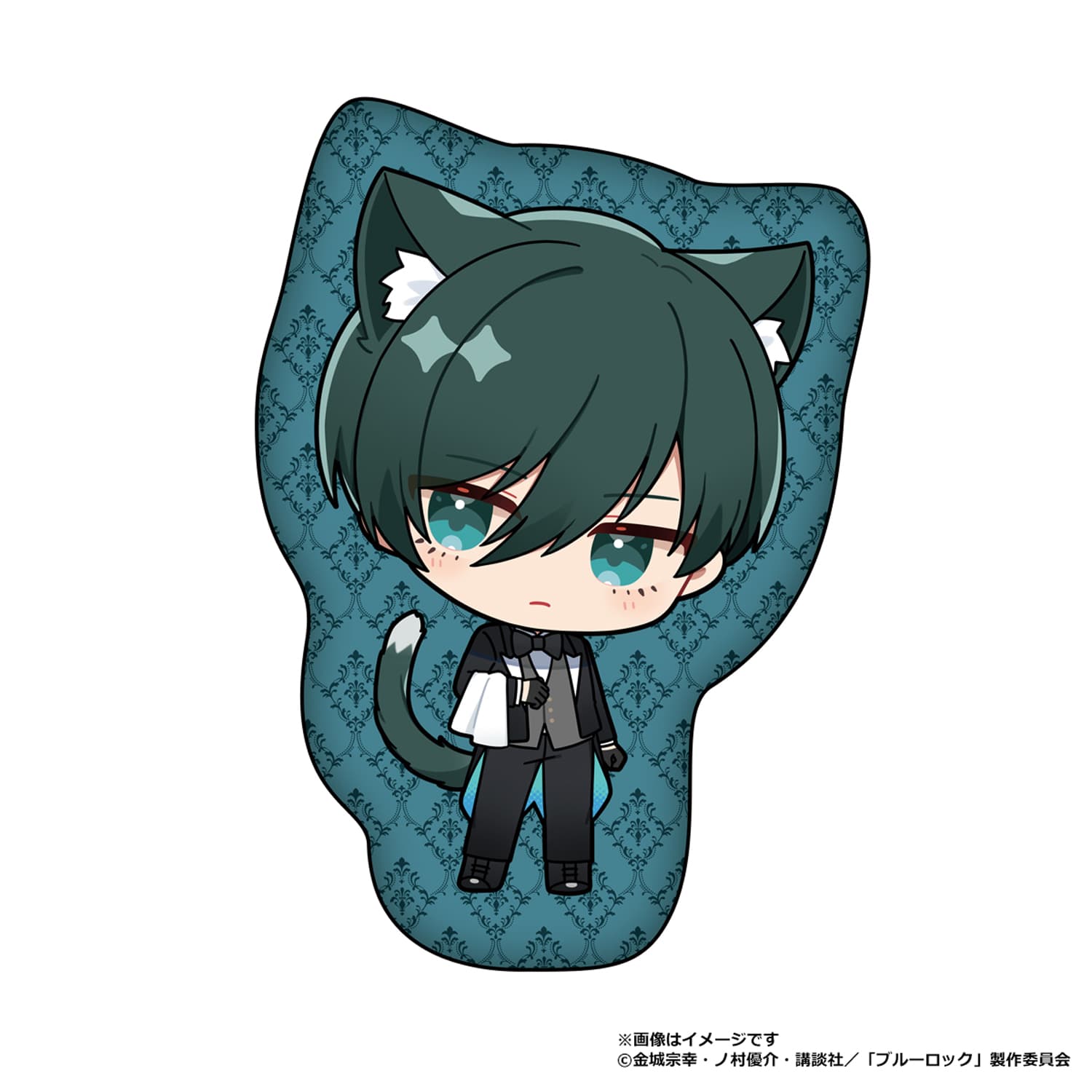 ブルーロック　ふわふわダイカットクッション　糸師 凛(ねこ執事)