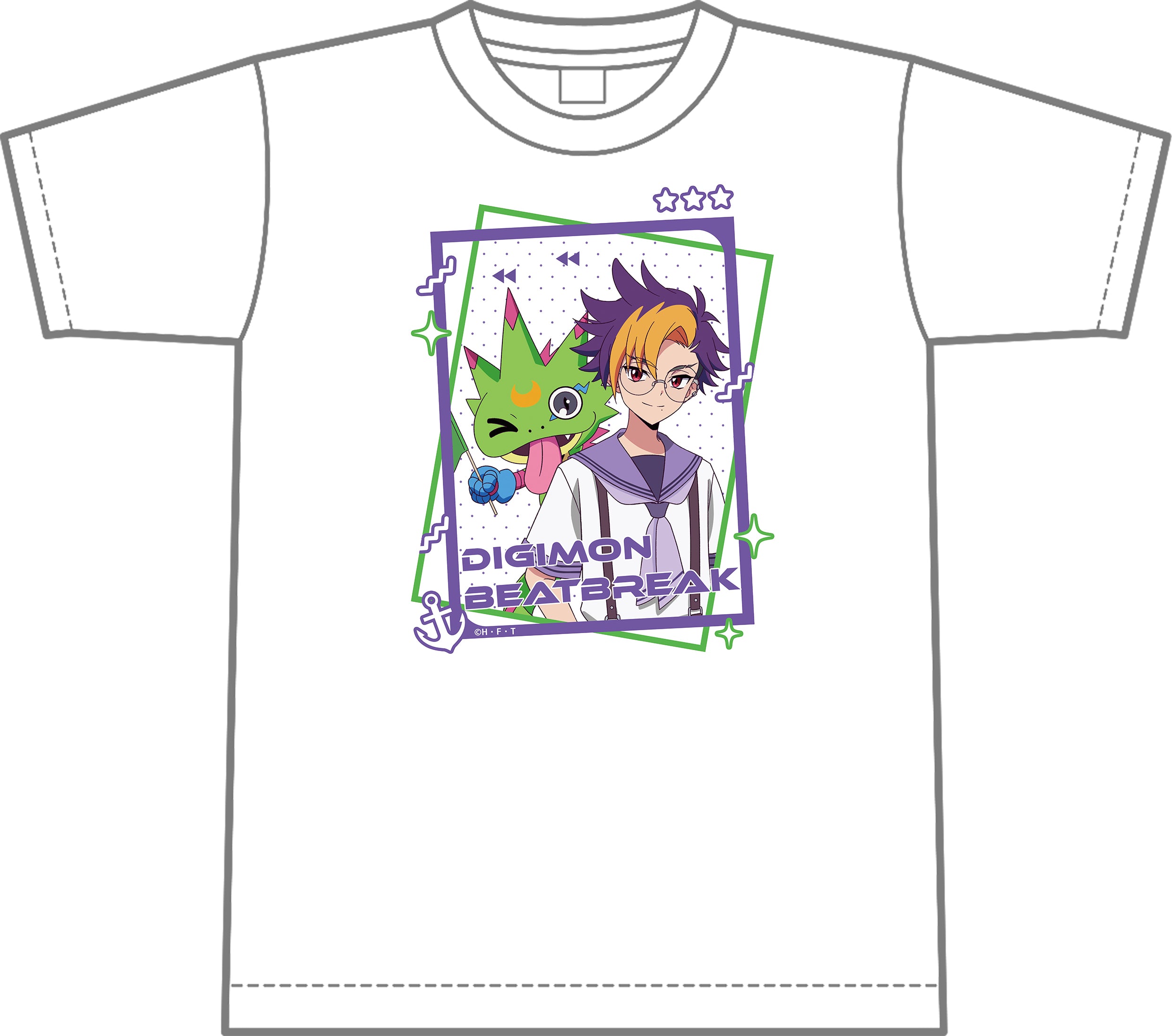 DIGIMON BEATBREAK】Tシャツ トモロウ&ゲッコーモン(マリンルックver)