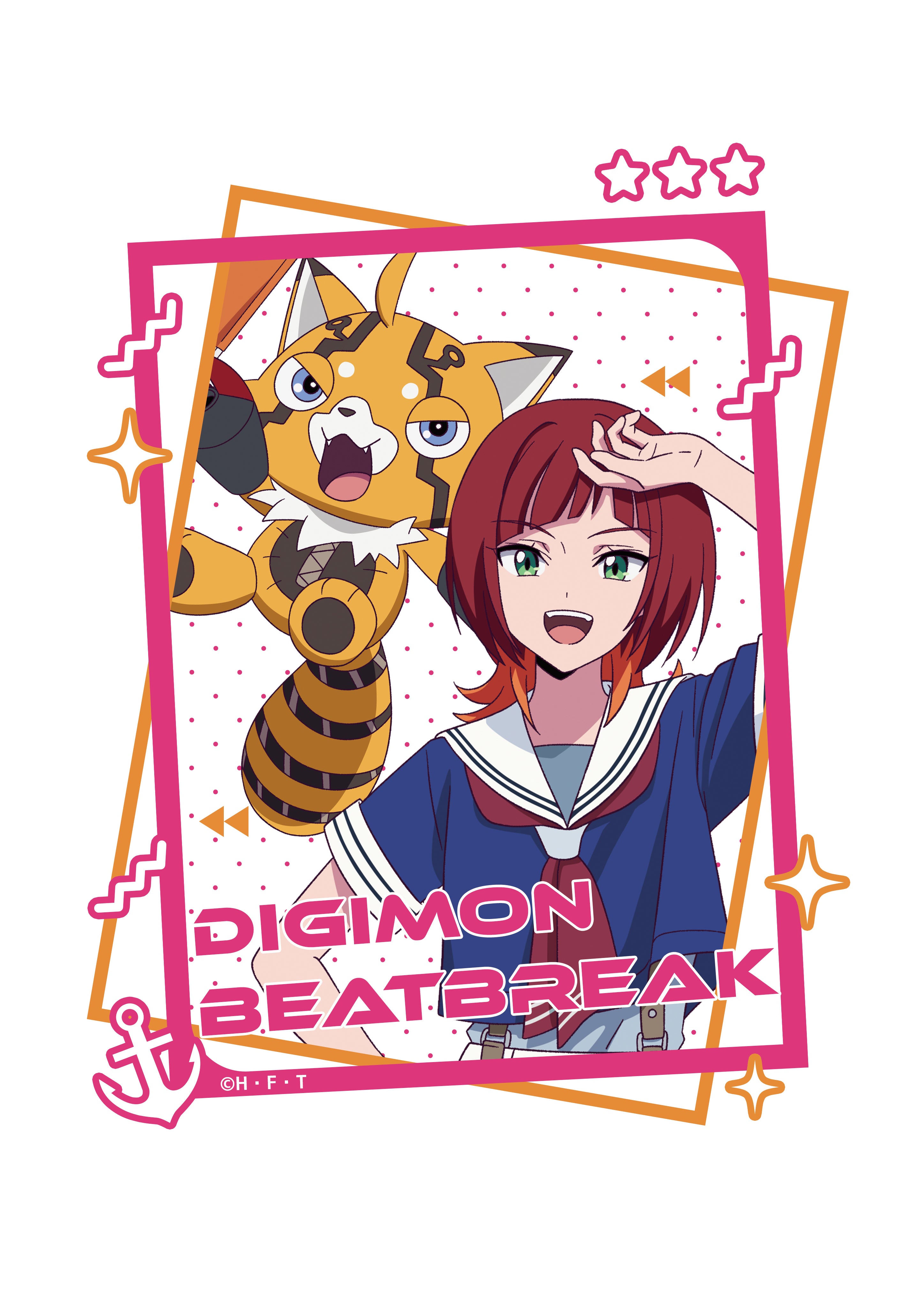 【DIGIMON BEATBREAK】Tシャツ レーナ&プリスティモン(マリンルックver)