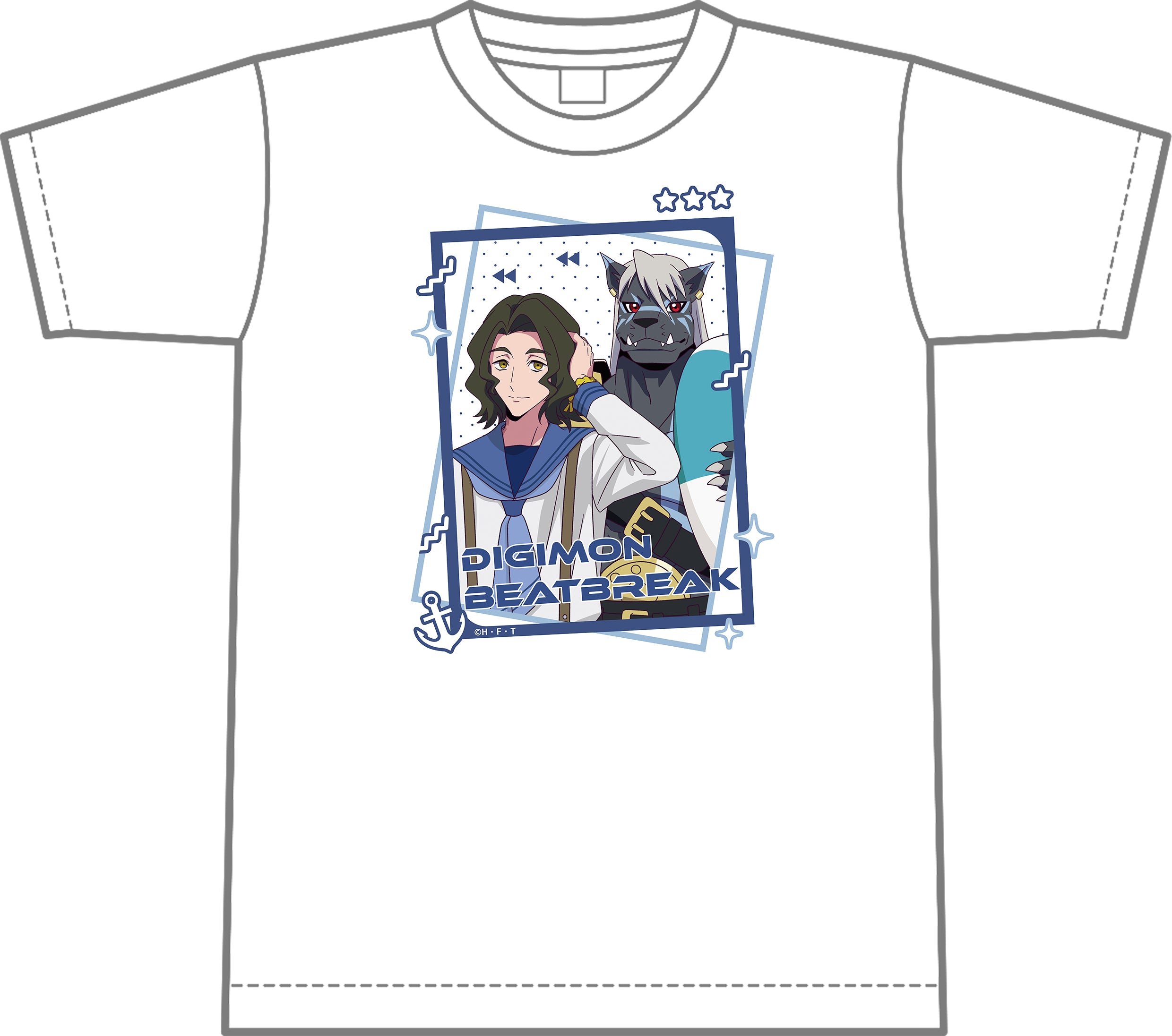【DIGIMON BEATBREAK】Tシャツ キョウ&ムラサメモン(マリンルックver)