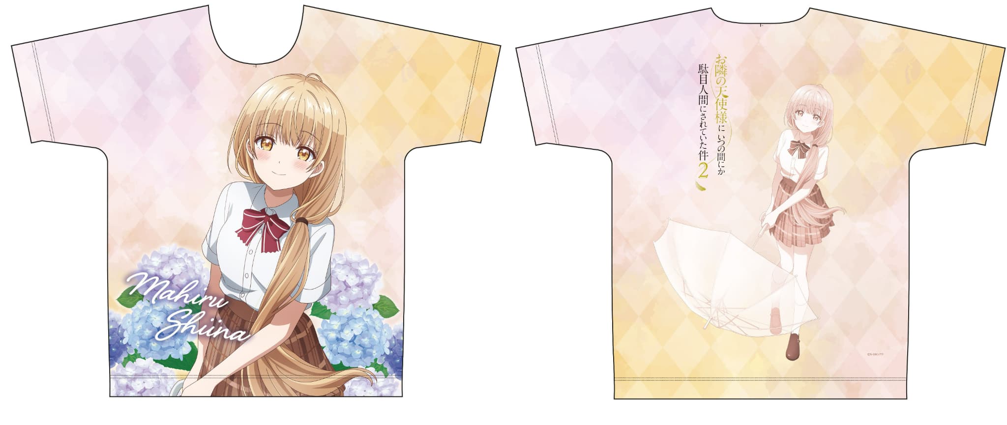 お隣の天使様にいつの間にか駄目人間にされていた件2 【描き下ろし】フルグラフィックTシャツ椎名真昼（雨上がり）L